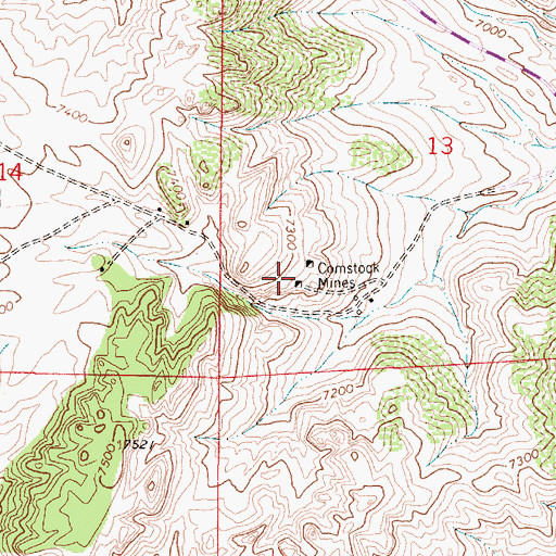 Topographic Map of Comstock Mines, WY