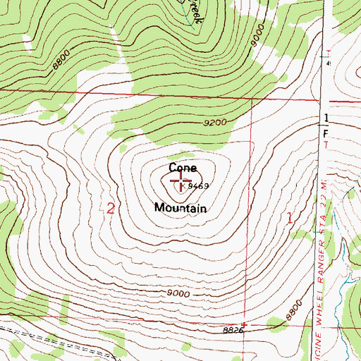 Topographic Map of Cone Mountain, WY