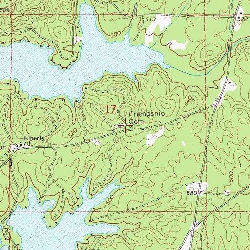 Topographic Map of Friendship Baptist Church (historical), AL