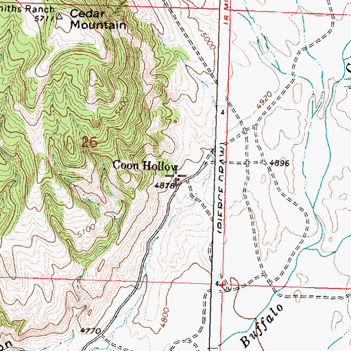 Topographic Map of Coon Hollow, WY