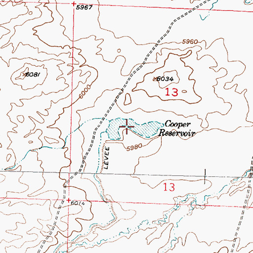 Topographic Map of Cooper Reservoir, WY