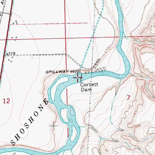 Topographic Map of Corbett Dam, WY