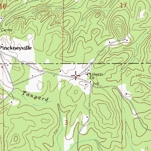 Topographic Map of Liberty, AL
