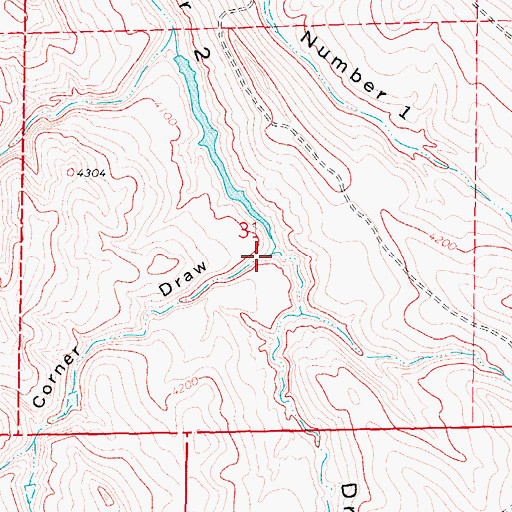 Topographic Map of Corner Draw, WY