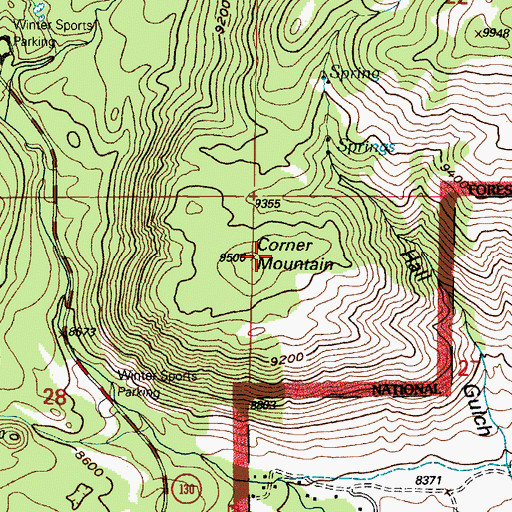 Topographic Map of Corner Mountain, WY