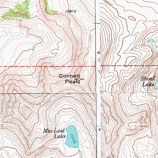 Topographic Map of Corner Peak, WY