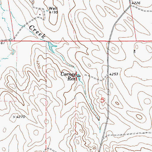 Topographic Map of Corner Reservoir, WY