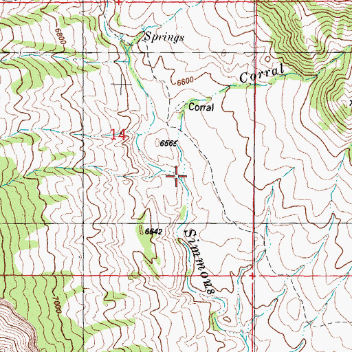 Topographic Map of Corral Creek, WY