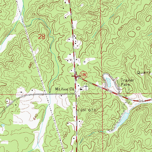 Topographic Map of Mount Zion, AL