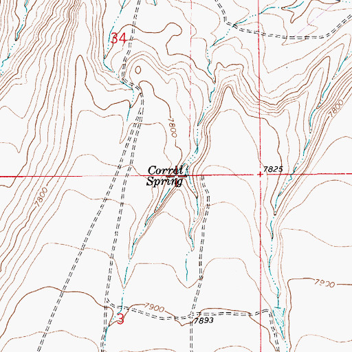 Topographic Map of Corral Spring, WY