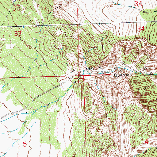 Topographic Map of Cottonwood Canyon, WY