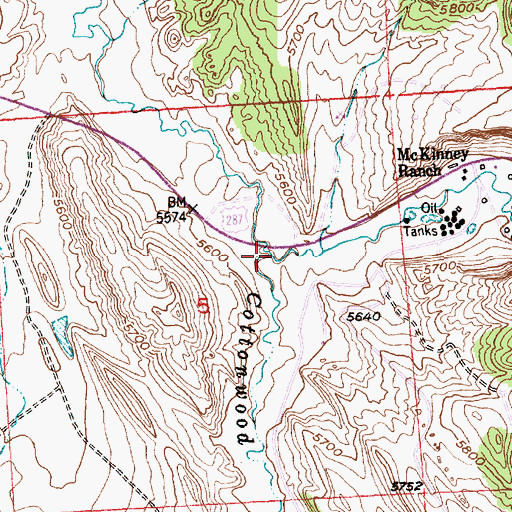Topographic Map of Cottonwood Creek, WY