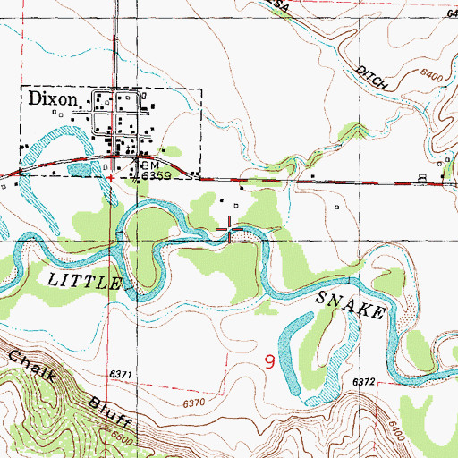Topographic Map of Cottonwood Creek, WY