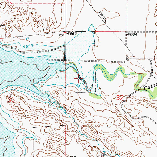 Topographic Map of Cottonwood Creek, WY