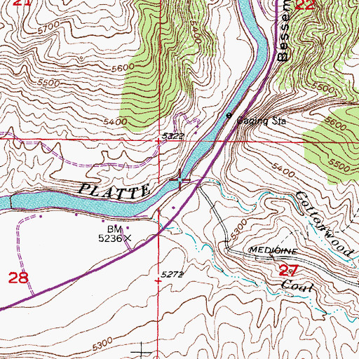 Topographic Map of Cottonwood Creek, WY
