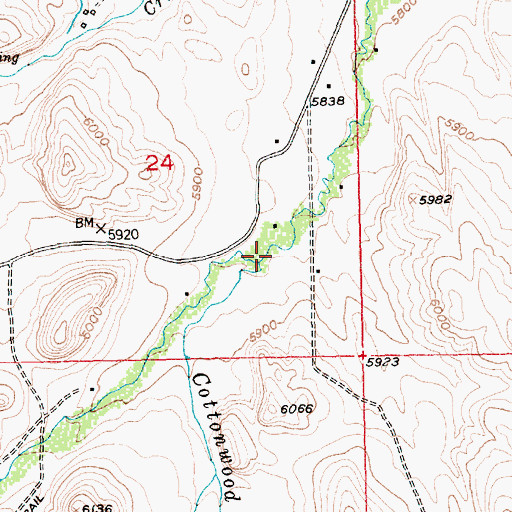 Topographic Map of Cottonwood Creek, WY