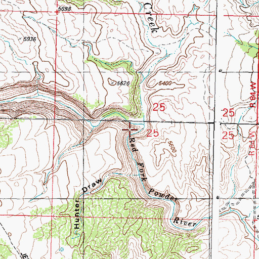 Topographic Map of Cottonwood Creek, WY
