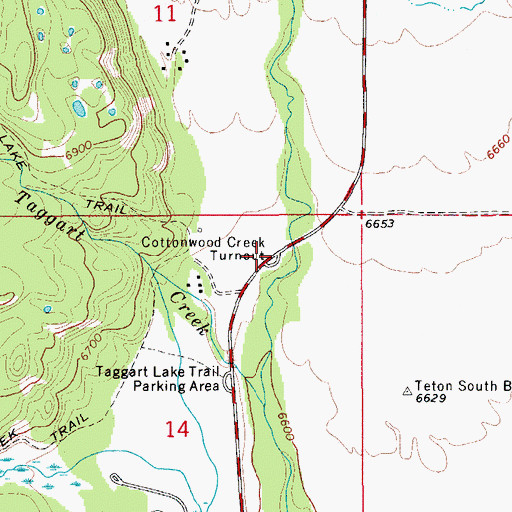 Topographic Map of Cottonwood Creek Turnout, WY