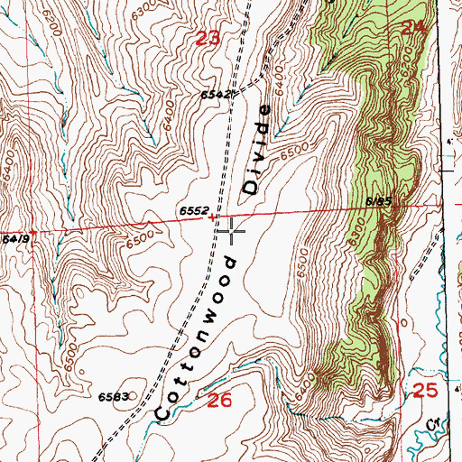 Topographic Map of Cottonwood Divide, WY
