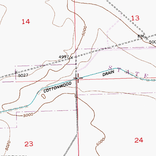 Topographic Map of Cottonwood Drain, WY
