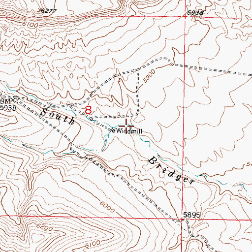 Topographic Map of Cottonwood Draw, WY