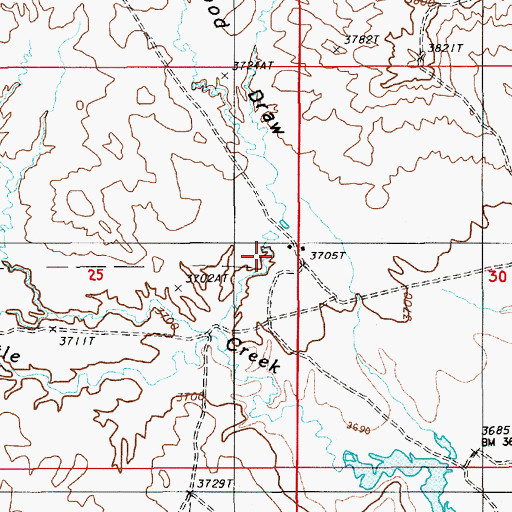 Topographic Map of Cottonwood Draw, WY