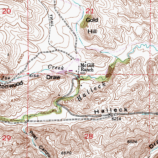 Topographic Map of Cottonwood Draw, WY