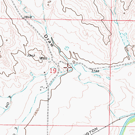 Topographic Map of Cottonwood Draw, WY