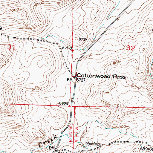 Topographic Map of Cottonwood Pass, WY