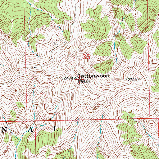 Topographic Map of Cottonwood Peak, WY