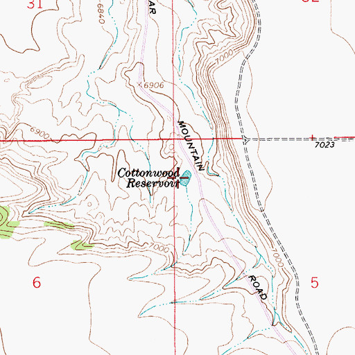 Topographic Map of Cottonwood Reservoir, WY