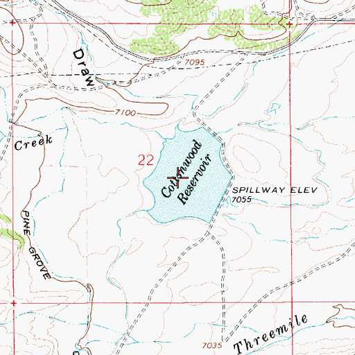 Topographic Map of Cottonwood Reservoir, WY
