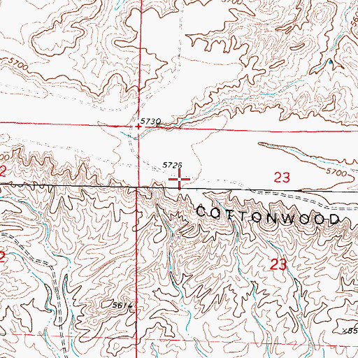 Topographic Map of Cottonwood Rim, WY