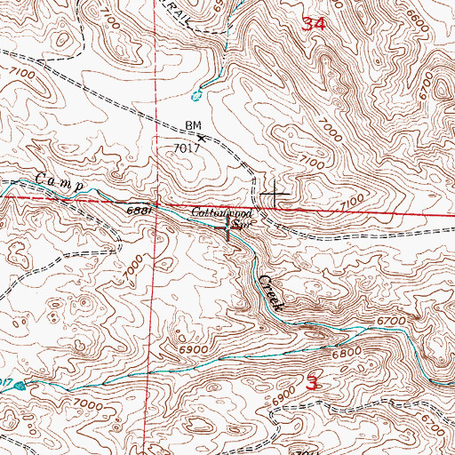 Topographic Map of Cottonwood Spring, WY