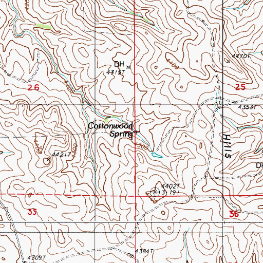 Topographic Map of Cottonwood Spring, WY