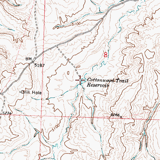 Topographic Map of Cottonwood Trail Reservoir, WY
