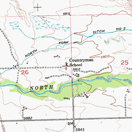 Topographic Map of Countryman School, WY