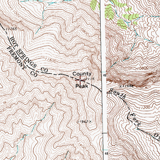 Topographic Map of County Peak, WY