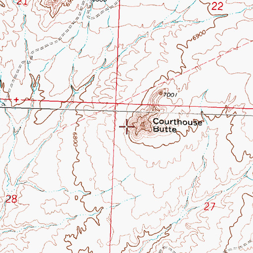 Topographic Map of Courthouse Butte, WY