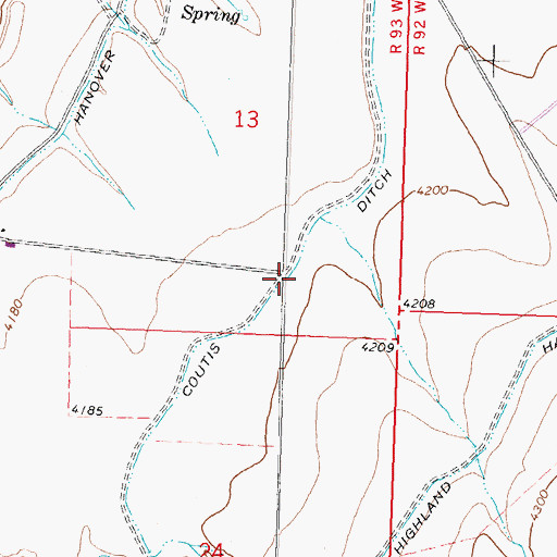 Topographic Map of Coutis Ditch, WY