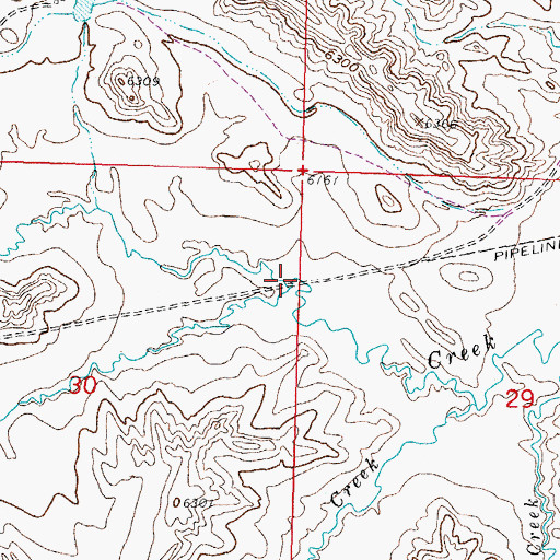 Topographic Map of Cow Camp Creek, WY