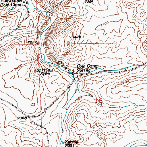 Topographic Map of Cow Camp Spring, WY