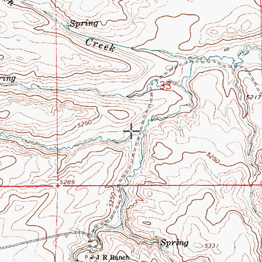 Topographic Map of Cow Creek, WY