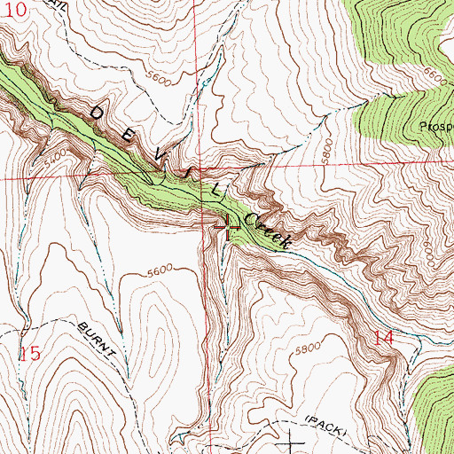 Topographic Map of Cow Creek, WY