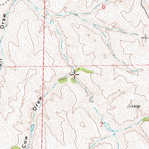 Topographic Map of Cow Draw, WY