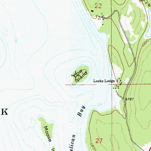 Topographic Map of Cow Island, WY