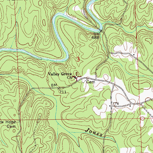 Topographic Map of Valley Grove School (historical), AL