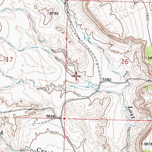 Topographic Map of Cow Spring Gulch, WY