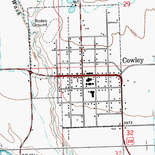 Topographic Map of Cowley, WY