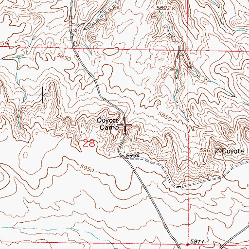 Topographic Map of Coyote Camp, WY